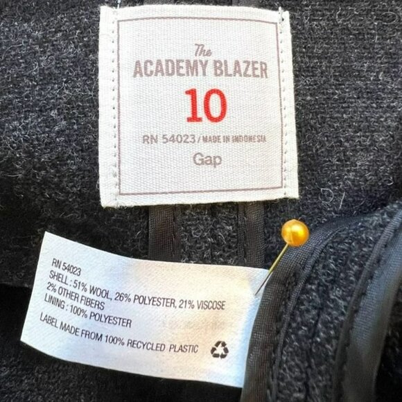 NWOT GAP BLACK & GRAY POLKA DOT WOOL BLEND ACADEMY BLAZER SIZE 10 - Picture 11 of 11
